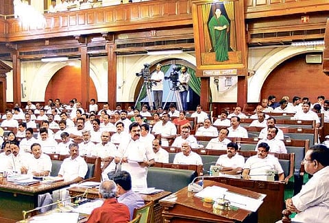 CM Edappadi K Palaniswami addressing the Assembly on Friday | Express