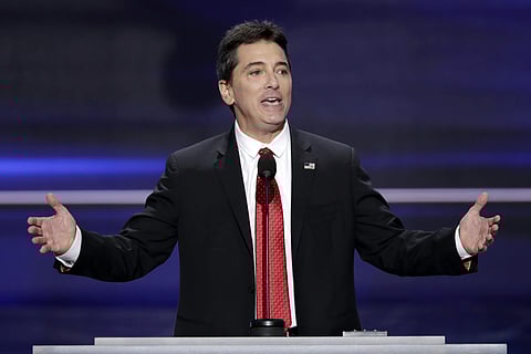 Scott Baio speaks during the opening day of the Republican National Convention in Cleveland. | AP