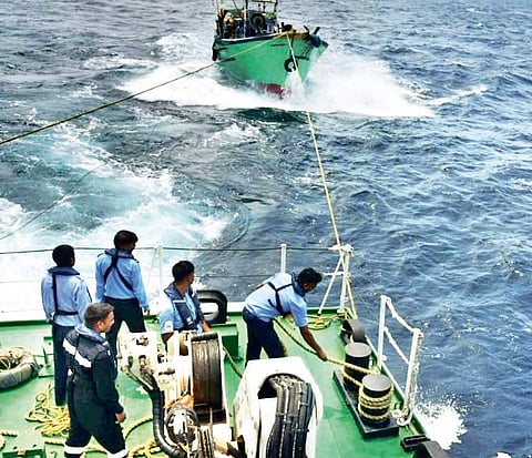 Nine fishermen marooned after their vessel started sinking around 98 nautical miles off Chennai coast were rescued by Indian Coast Guard. “The bottom portion of the vessel was not good and as a result it started sinking,” a Coast Guard official told Expr