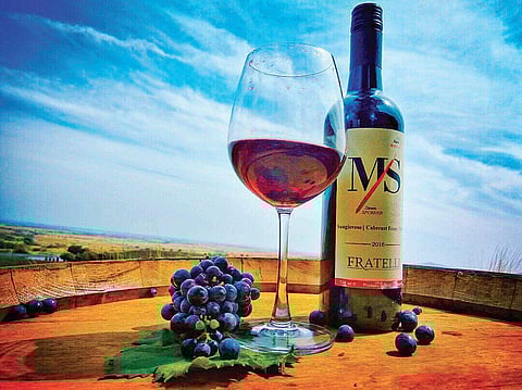 MS Red, Fratelli’s signature wine, combines three different grape varietals: Sangiovese, Cabarnet Franc and Shiraz