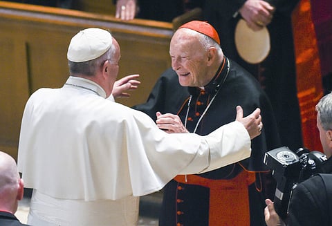 Theodore McCarrick with the Pope (File: AP)