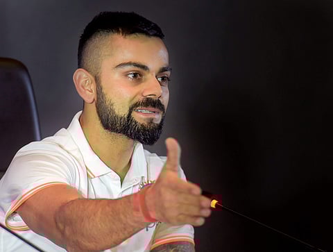 Indian cricket captain Virat Kohli addresses the media ahead of the team's departure for England and Ireland in New Delhi. | PTI