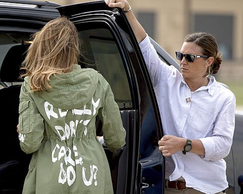 0 1 First lady Melania Trump walks to her vehicle as she arrives at Andrews Air Force Base, Md., Thursday, June 21, 2018, after visiting the Upbring New Hope Children Center run by the Lutheran Social Services of the South in McAllen, Texas. | AP