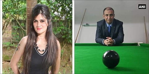 The victim (on left) Shailaja Dwivedi (Photo: mrsindiaearth) ; the accused Nikhil Handa (ANI Twitter Photo)