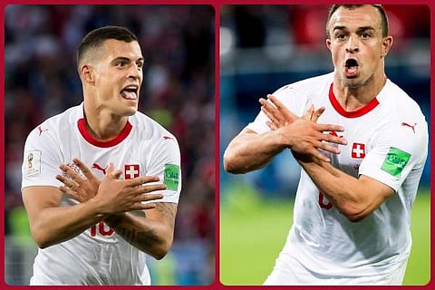 For both Shaqiri and Xhaka, scoring against Serbia was an emotional moment (AP images)