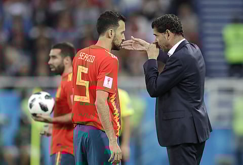 Coach Fernando Hierro, right, has been unable to match the heights of La Roja's brilliant qualifying campaign under Julen Lopetegui. (File photo | AP)