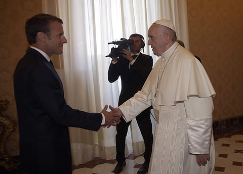 Emmanuel Macron meets Pope Francis at Vatican (Photo | AP)