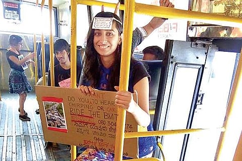 Ritika Sharma, raising awareness on the Bus Bhagya campaign