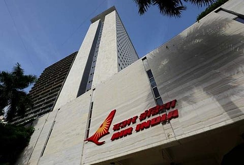 The Air India logo is seen on the facade of its office building in Mumbai, India, July 7, 2017. | Reuters