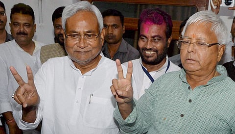 File photo of Bihar CM Nitish Kumar and RJD chief Lalu Prasad Yadav.
