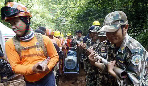 Rescuers at the Tham Luang Nang Non cave (File | AP)