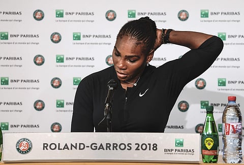 Serena Williams called off her Grand Slam comeback because of a chest muscle injury on Monday. (AP)