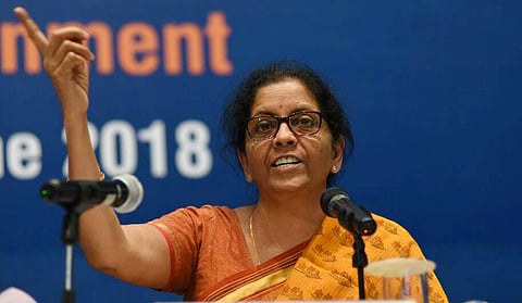 Defence Minister Nirmala Sitharaman press conference on the achievements of Ministry of Defence in New Dehli on Tuesday. (EPS |Parveen Negi)