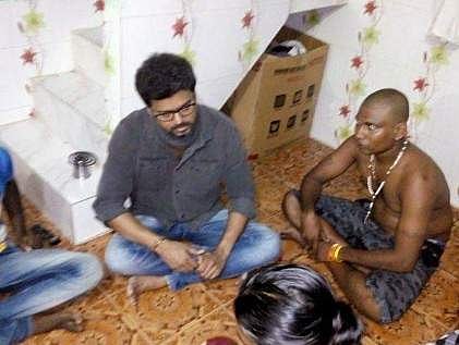 Vijay visits Thoothukudi gunfire victims' house. (Photo | Twitter)