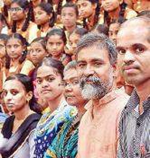 Dr Channa Raju with children at the Anjana Vidya Kendra | pandarinath b