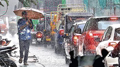 Heavy downpour on Tuesday inundated many parts of the city. A scene from M G Road | Melton Antony