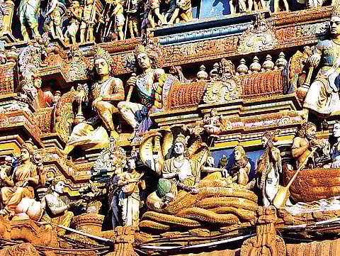 Representational images of the sculptures in Kapaleeshwara Temple