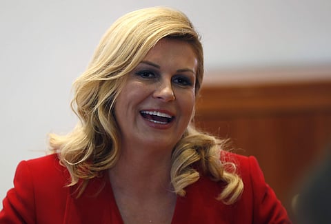 Croatian President Kolinda Grabar-Kitarovic smiles durning an interview with the Associated Press at the 2018 soccer World Cup, at the Croatian embassy in Moscow, Russia. (Photo | AP)