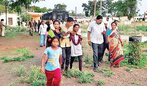 Relatives of the victims of the Dhule lynching