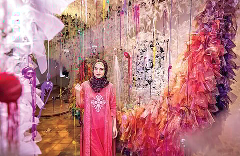Insha Manzoor with her installation at Pepper House