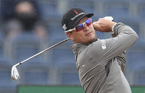Zach Johnson of the US plays off the 3rd tee during the second round of the British Open Golf Championship in Carnoustie. | AP