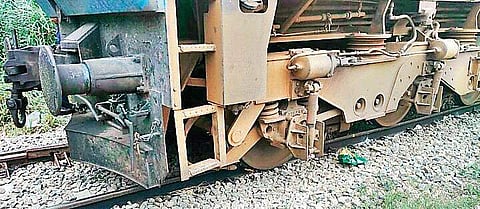 The frontal wheels of the engine coach had shot out of the tracks