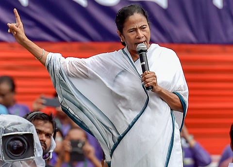 West Bengal Chief Minister Mamata Banerjee addresses during the annual Martyr's Day rally in Kolkata on Saturday July 21 2018. | PTI