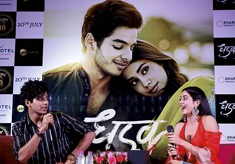 Janhvi Kapoor and Ishaan Khatter during promotions for their film 'Dhadak'. (Photo | PTI)