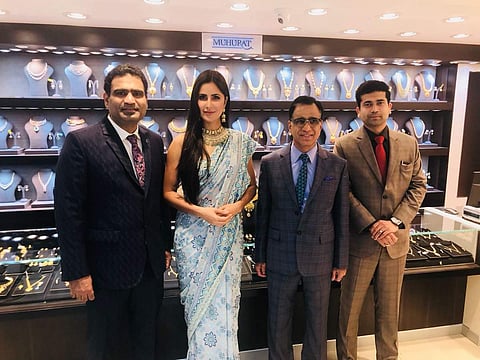 Katrina Kaif at the innaugration of new showrooms of Kalyan Jewellers in NCR-Delhi. (Photo | Twitter)