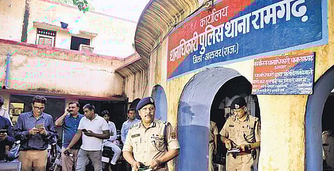 NRK Reddy, Special DGP Law & Order, Rajasthan Police, arrives for a Press conference at Ramgarh police station on Monday | Parveen Negi
