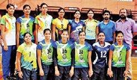 The Kerala State Women’s Volleyball Team that finished runners-up in the 66th National Volleyball Championship. Ten players from the team are part of the Indian team heading to Jakarta for Asian Games