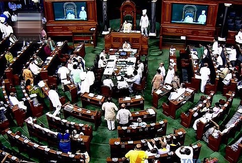 A view of the Lok Sabha during the Monsoon session of Parliament in New Delhi on Wednesday . (PTI)