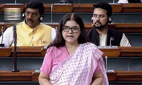 Union Minister Maneka Gandhi in Lok Sabha. (Photo | PTI)