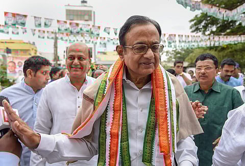 Senior Congress leader P Chidambaram arrives to launch of project 'Shakti' which will enable voters to connect with the party and party president during a press conference at KPCC in Bengaluru on Saturday July 28 2018. | PTI