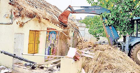 Unauthorised construction on Iskcon temple premises being demolished in Bhubaneswar on Saturday | Irfana