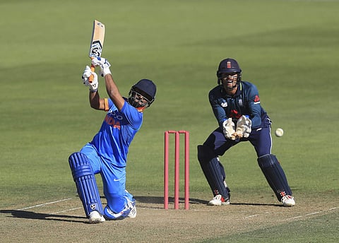 India A's Rishabh Pant bats during the International A Teams Tri-Series final cricket match between England Lions and India A at The Kia Oval, in London. (AP)