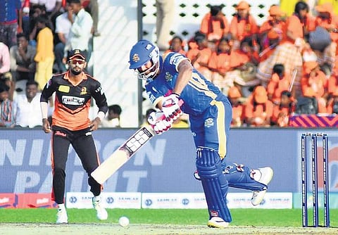 Siechem Madurai Panthers’ KB Arun Karthik during his knock of unbeaten 80 against Trichy Rubi Warriors in Tirunelveli on Sunday | Express
