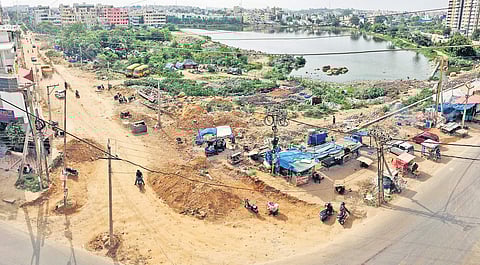 Mud being dumped illegally near the Yellamma cheruvu at Jaya Nagar Colony in Kukatpally. The High Court IN 2011 had passed an order stating that no portion of the lake should be filled either by private individuals or government agencies. Jaya Nagar resid