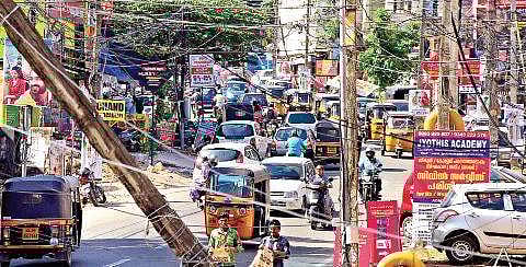 The busy Vazhuthacaud-Thycaud stretch B P Deepu