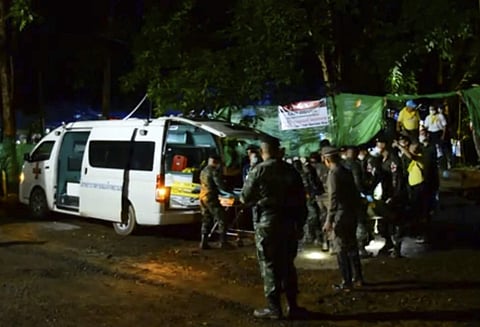 Ambulances wait at the entrance of the Tham Luang Caves in Thailand (File | AP)