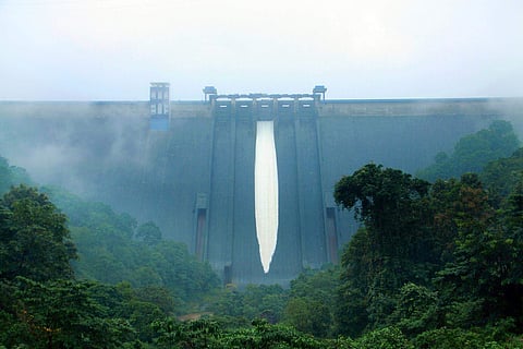 With the water level rising at more than 0.10 ft per hour, shutters of the Cheruthoni dam will be opened on Friday and water will be released to Priyar river. (EPS | Ramesh Sivan)