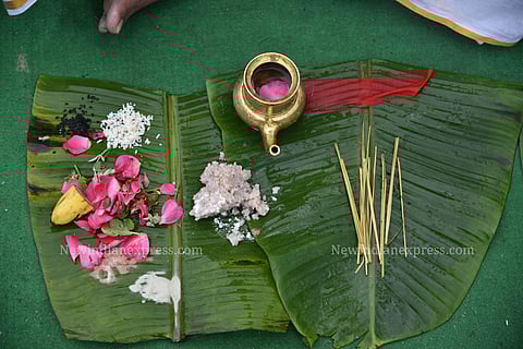 Hindus gather in hundreds on riverbanks and beaches to perform the Karkidaka Vavu Bali --or simply called Bali-- to honour their dead ancestors. (Photo | EPS/R Satish Babu)