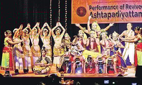 The performance of revived Ashtapadiyattam, organised by Shri Guruvayurappan Dharmakala Trust at Kerala University senate hall in Thiruvananthapuram on Saturday | BP Deepu