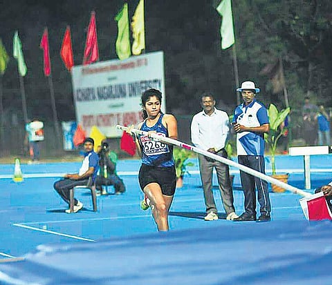 Maria currently holds an All India Inter-University record of 3.65m