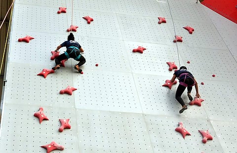 Indian sport climbing squad. (Photo | Sports and Youth Services department of Odisha/Twitter)