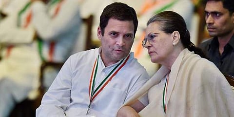 Congress President Rahul Gandhi with mother Sonia Gandhi. (File Photo)