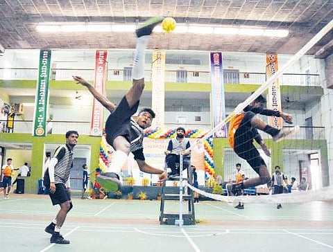 Sepak Takraw: An explosive sport in which players acrobatically contort their bodies to launch a rattan ball over a net using their feet, head or chest. (File Photo | EPS/p ravindra babu)