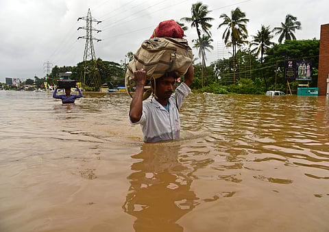 Thousands of people have evacuated from flood-hit areas while several others are trapped. (Photo |Albin Mathew /EPS)