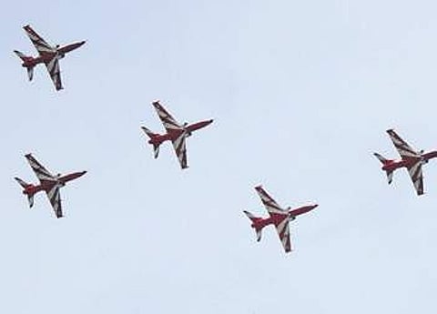 A file photo of aerobatics demostration team of the Indian Air Force