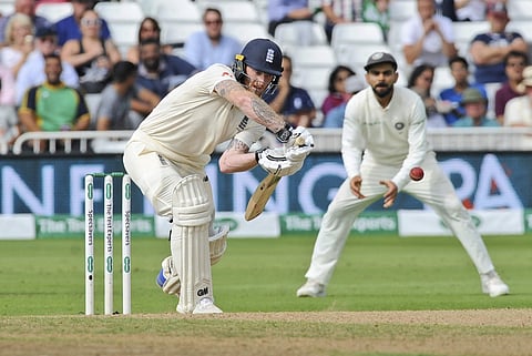 England's Ben Stokes bats during the fourth day of the third cricket test match between England and India at Trent Bridge. (Photo | AP)